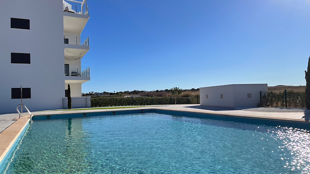 The pool is against the block